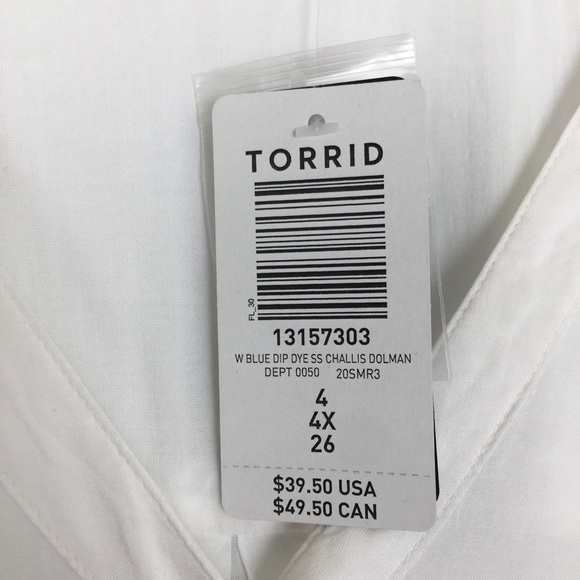 Torrid Blue Dip Dye Challis Ombré Dolman Blouse Top Dolman Fit NEW Women’s Sz 4X - Picture 9 of 15